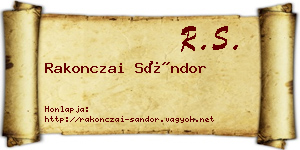 Rakonczai Sándor névjegykártya