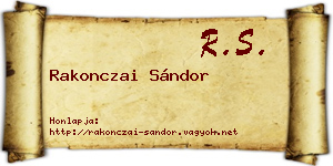 Rakonczai Sándor névjegykártya